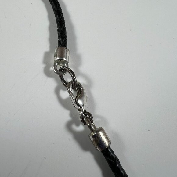 Antique-Style Silver Pendant Necklace With Black Braided Cord & Lobster Clasp - Picture 3 of 3
